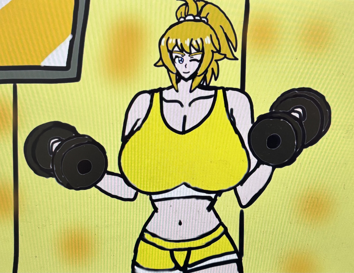 This is a pixiv picture whose title is フミナ先輩と筋トレ❤️💪❤️.