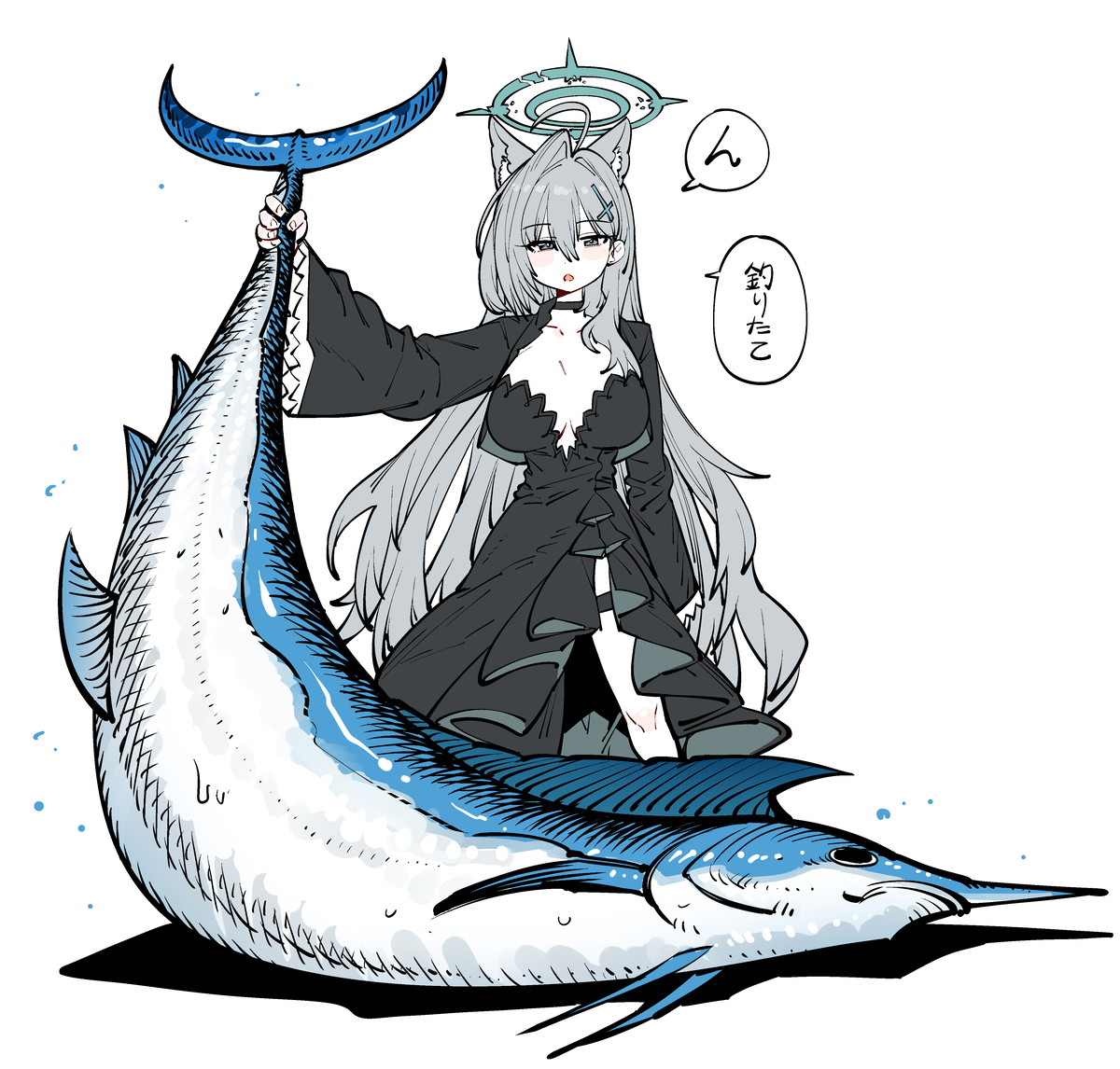 This is a pixiv picture whose title is ん。釣りたて。.