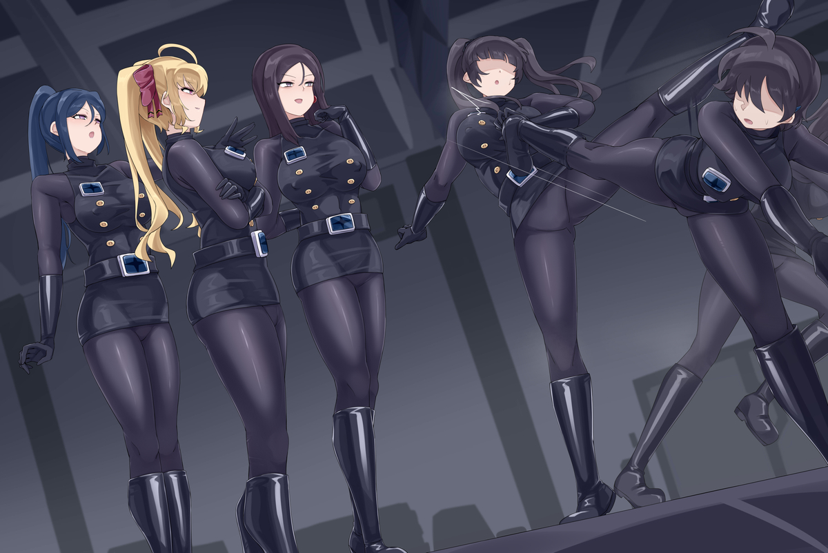 This is a pixiv picture whose title is リクエスト絵 ゾルダー果南・リオン・ペギー 訓練視察.