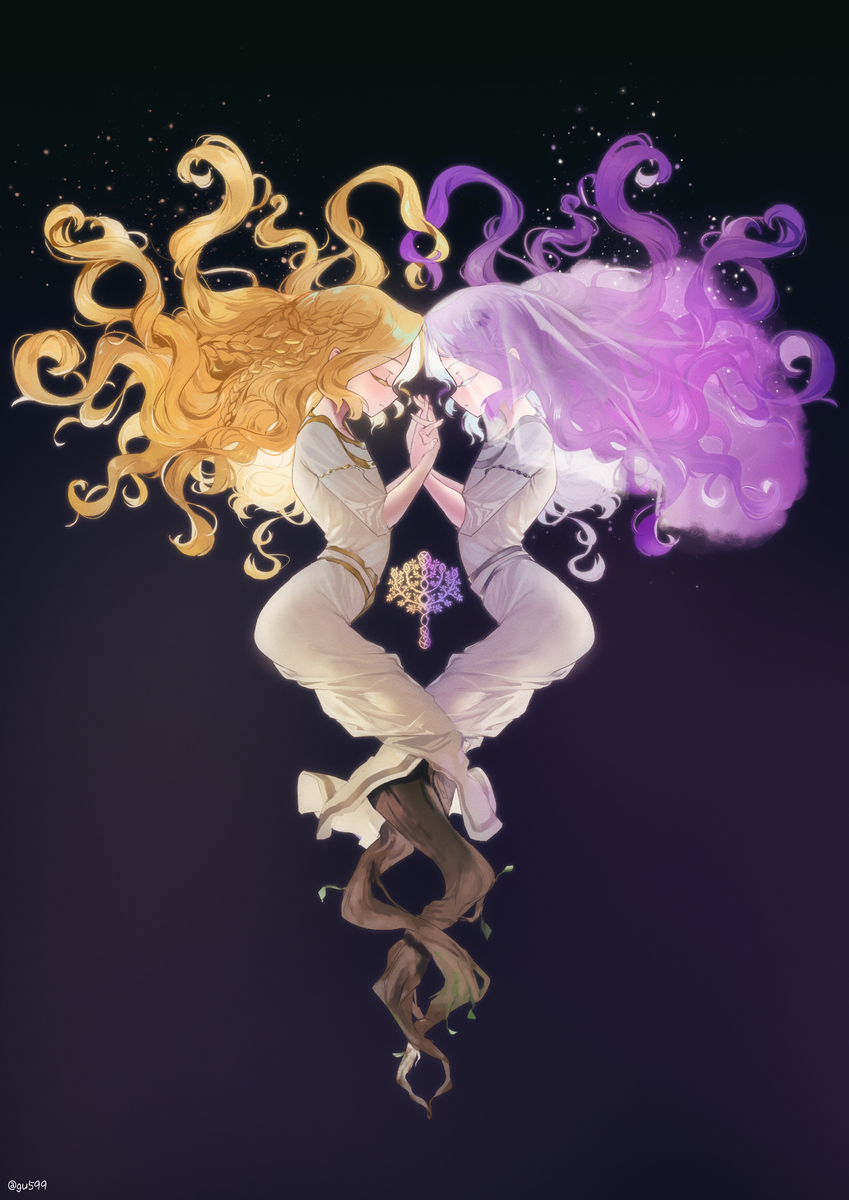 This is a pixiv picture whose title is 💛💜.