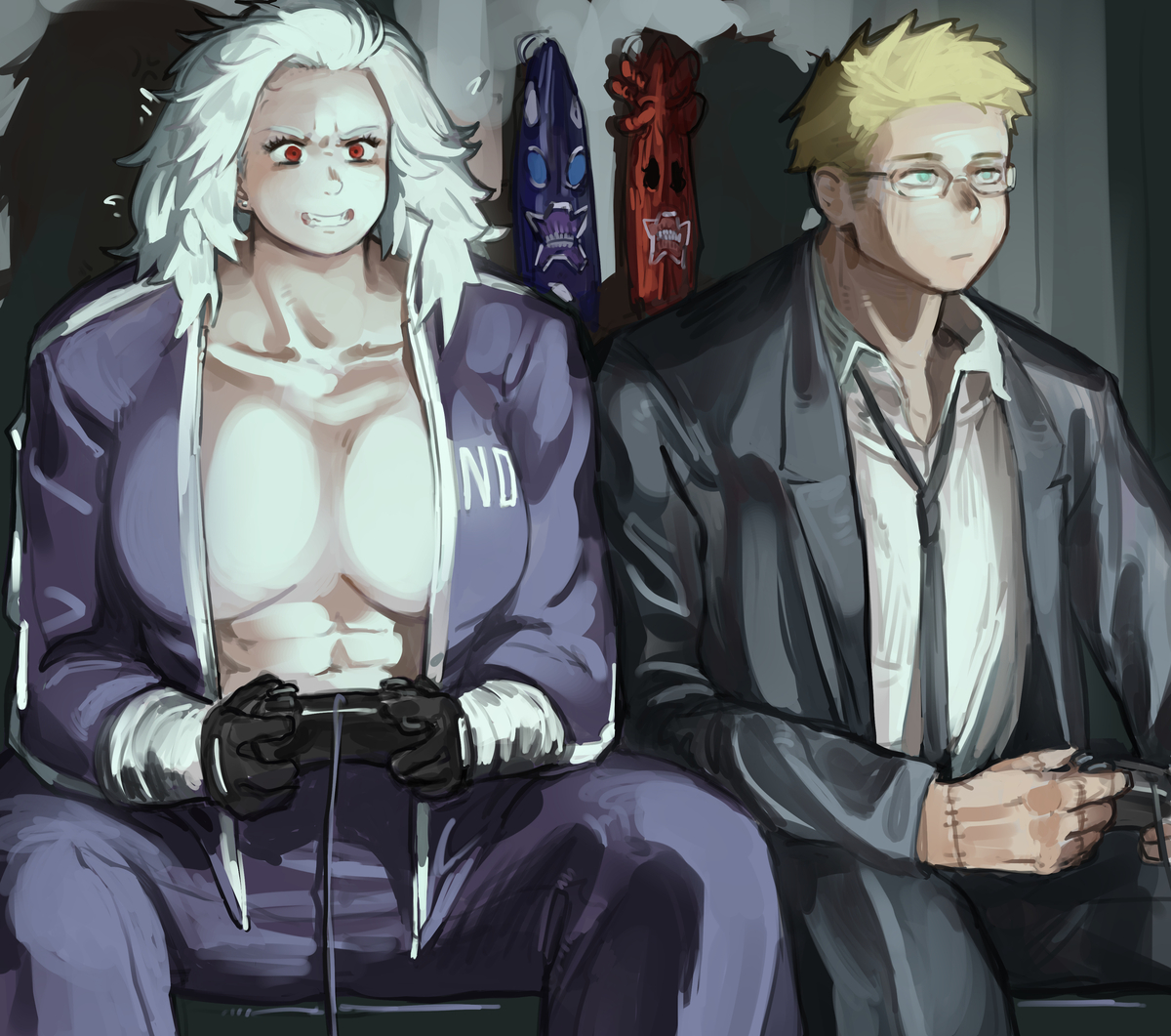 This is a pixiv picture whose title is 他们要干嘛.....