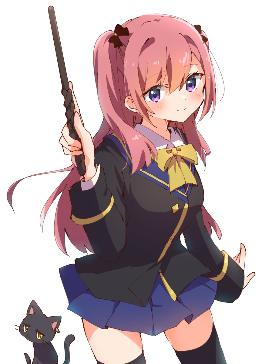 This is a pixiv picture whose title is 黒猫と魔女の教室.