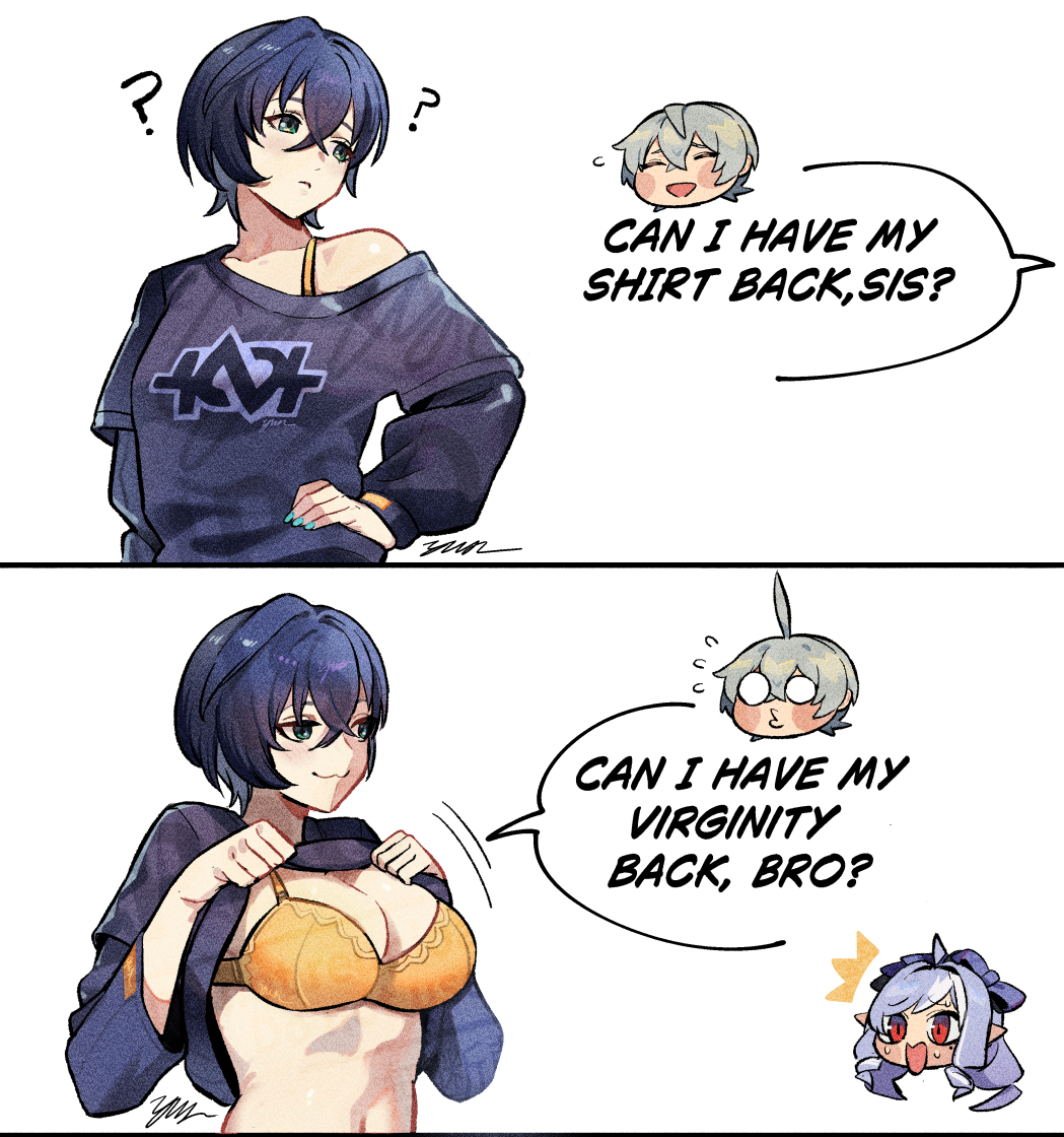 This is a pixiv picture whose title is Bra Strap Meme ~ Wisebelle ver..