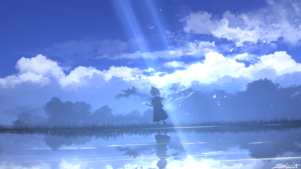 This is a pixiv picture whose title is 夏至に溶ける空.
