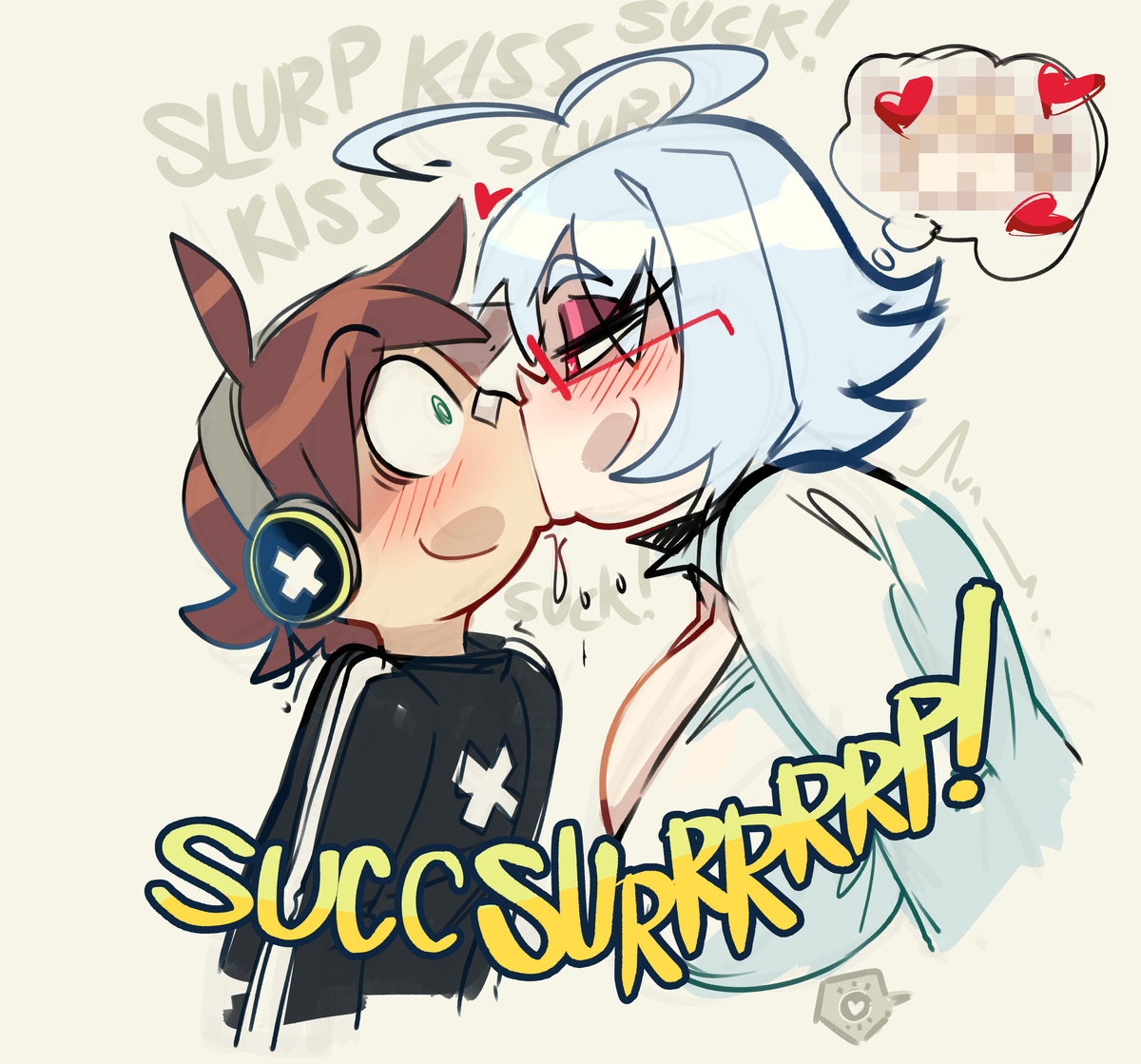 This is a pixiv picture whose title is MILF KISS.