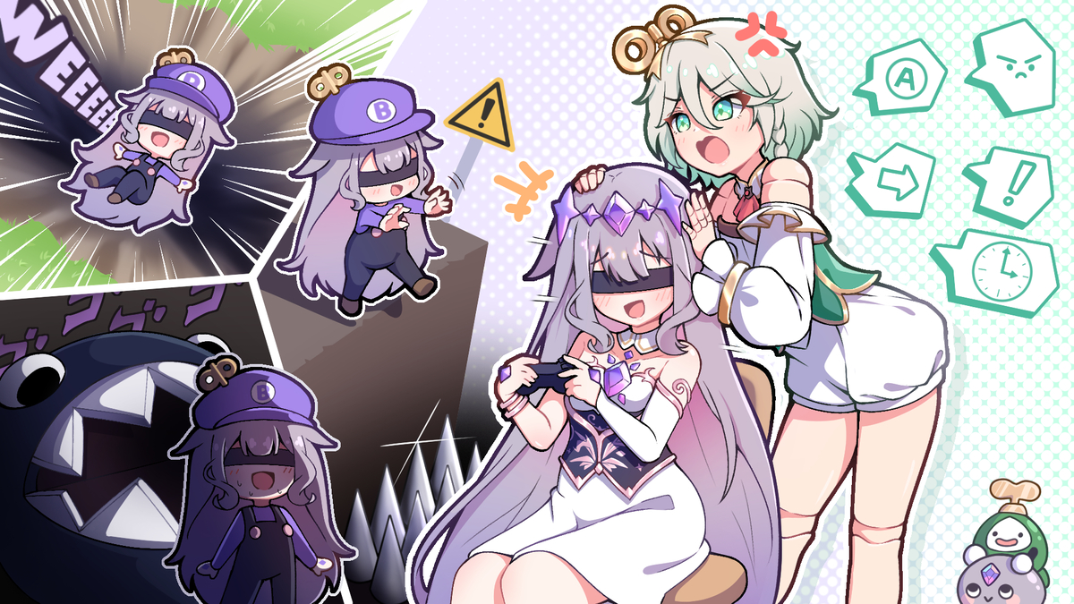 This is a pixiv picture whose title is blindfolded gaming pt2.