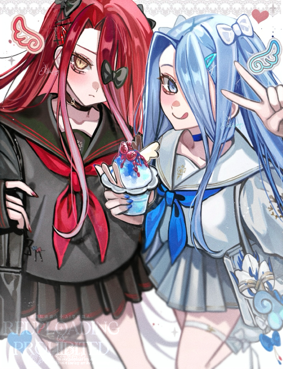 This is a pixiv picture whose title is 制服テュフォン姉妹🍧.