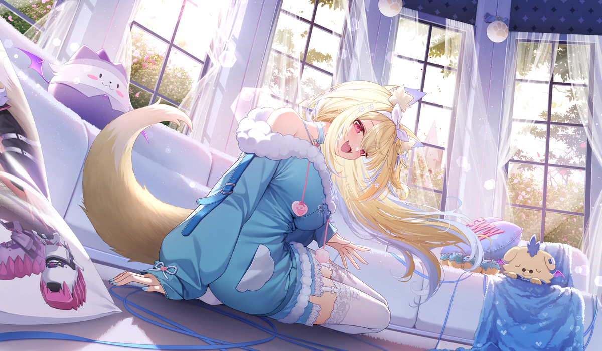 This is a pixiv picture whose title is ふわふわ、膝枕.