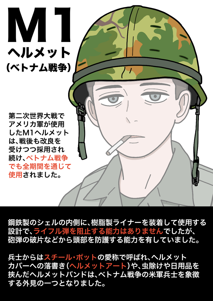 This is a pixiv picture whose title is M1ヘルメット（ベトナム戦争）.