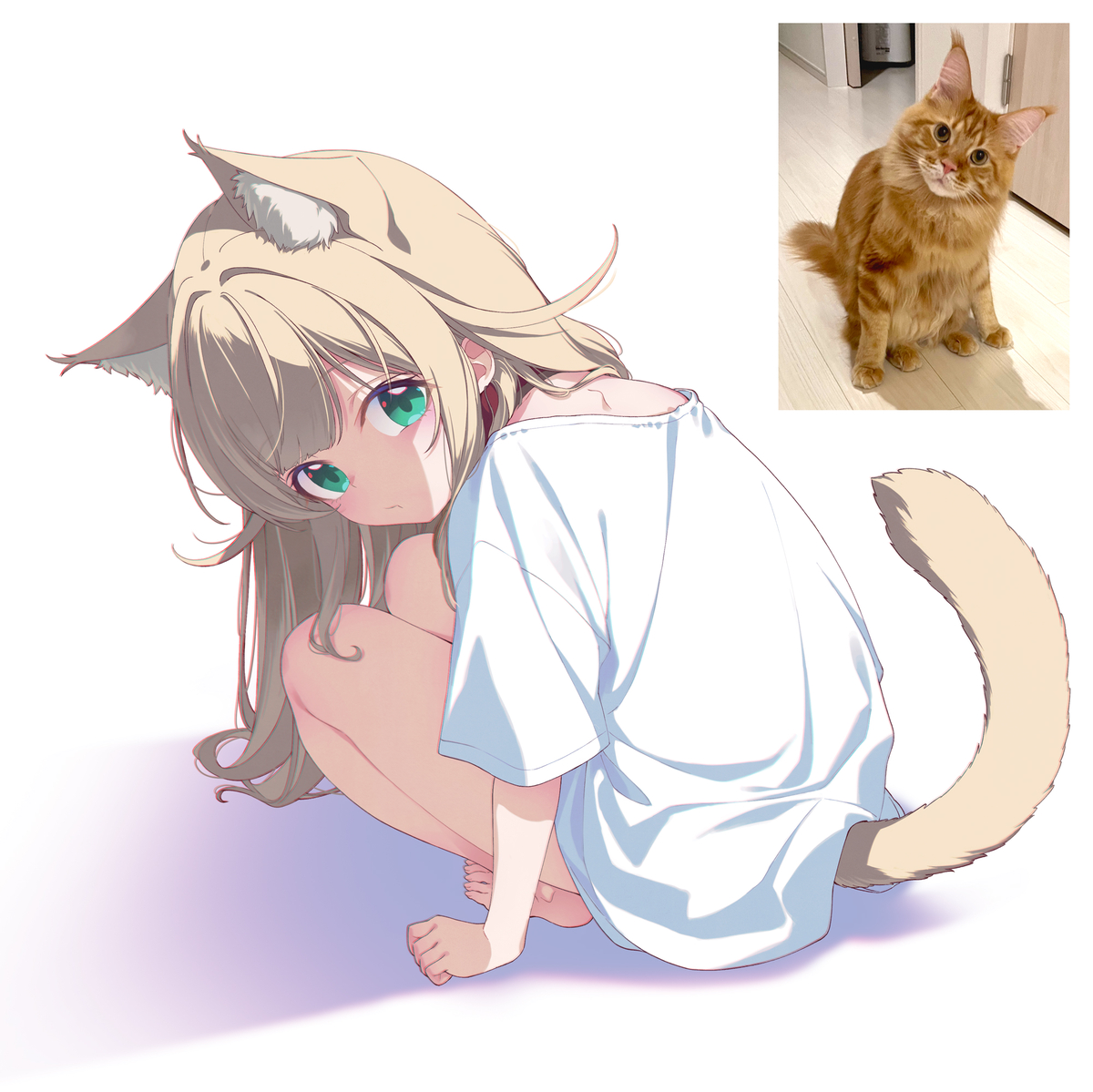 This is a pixiv picture whose title is うちの猫の不思議な座り方が可愛い🐈✨.