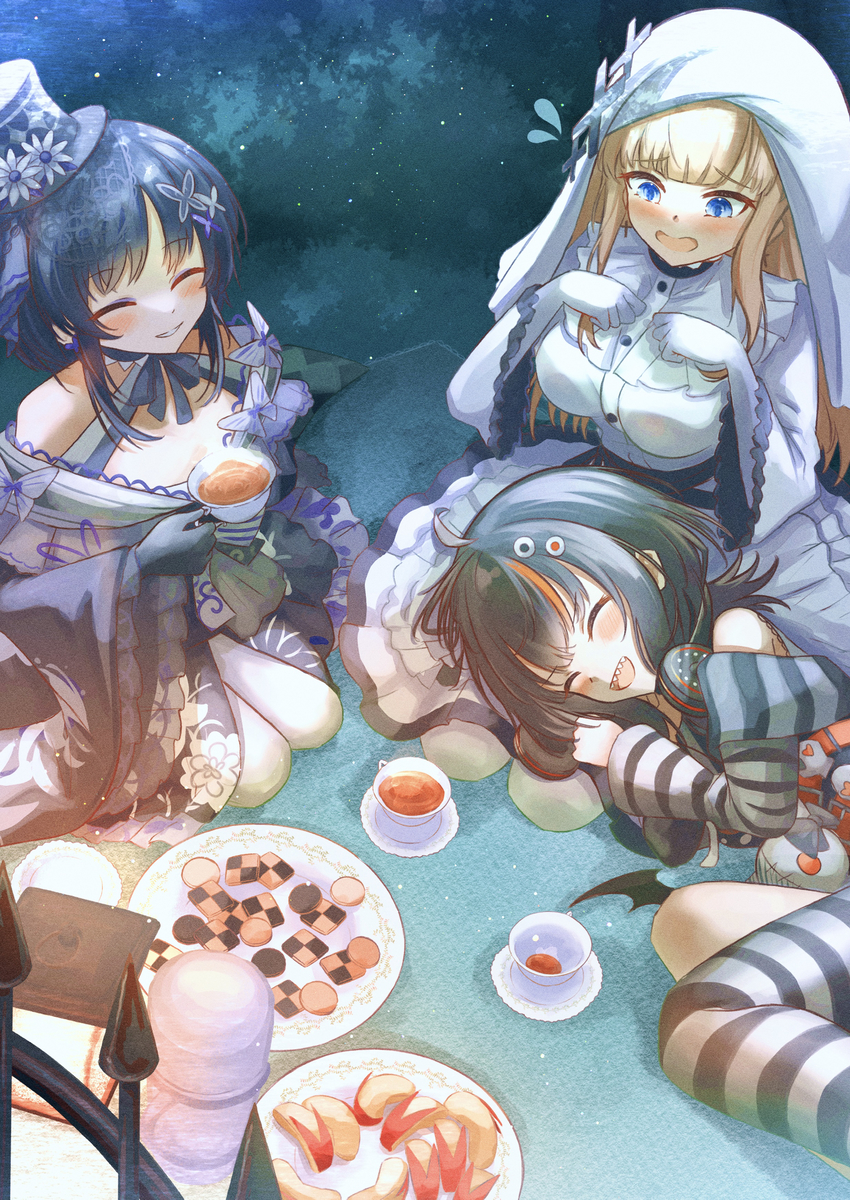 This is a pixiv picture whose title is 夜のお茶会.