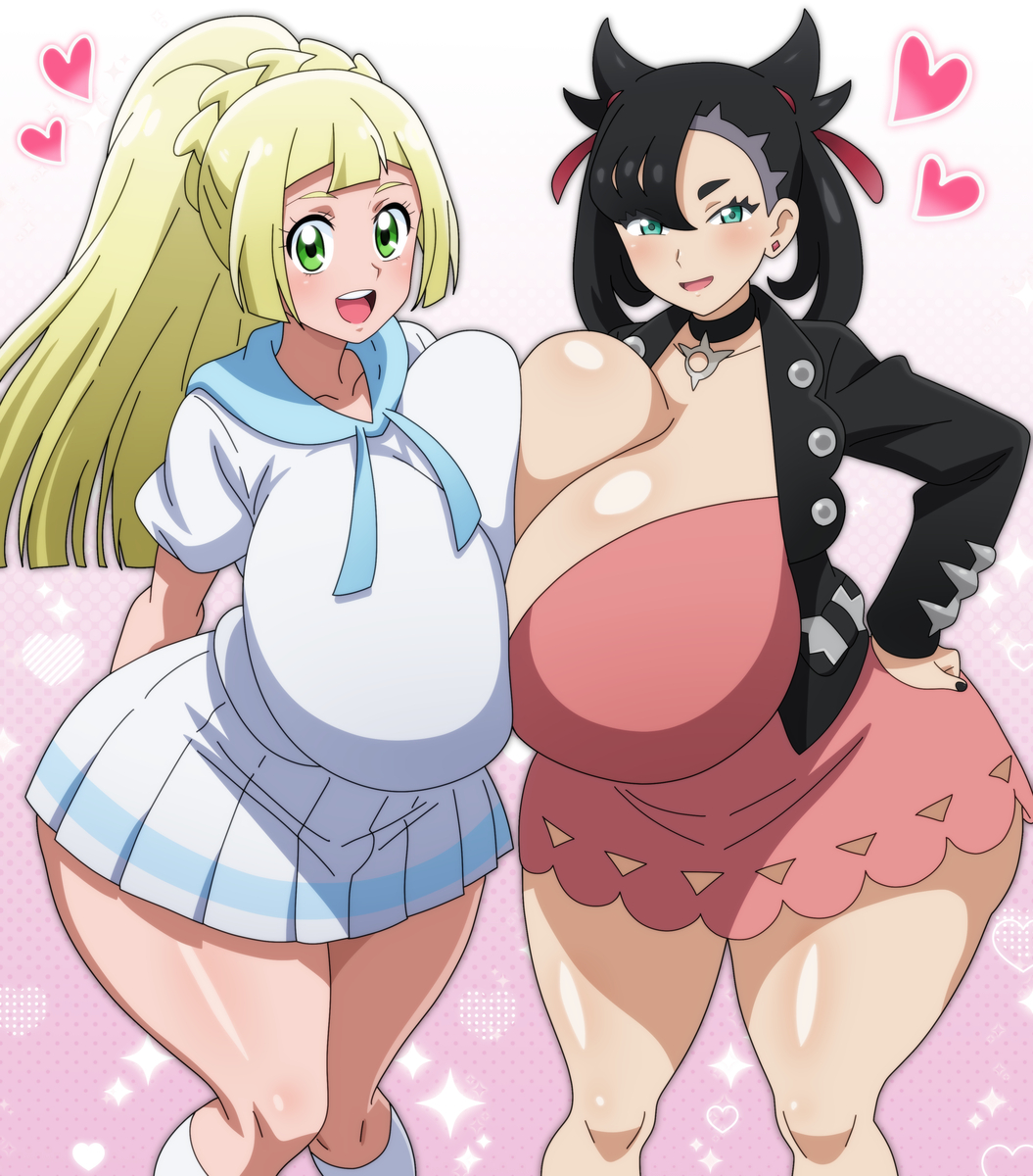 This is a pixiv picture whose title is おっぱいモンスター ブラック・ホワイト.