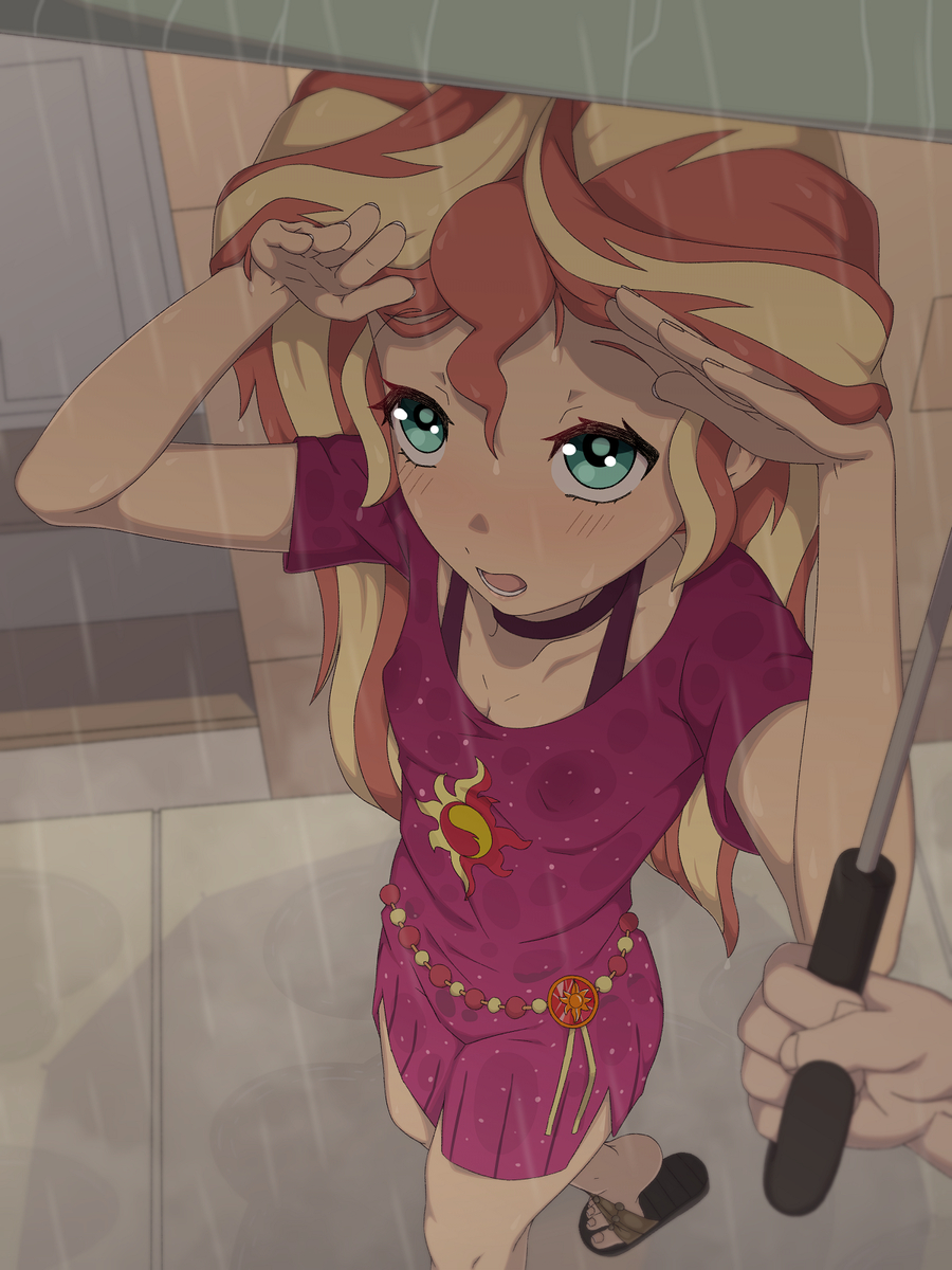 This is a pixiv picture whose title is Sunset Shimmer rain.
