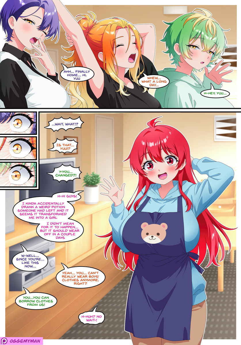 This is a pixiv picture whose title is Yuu's Makeover - TSF.