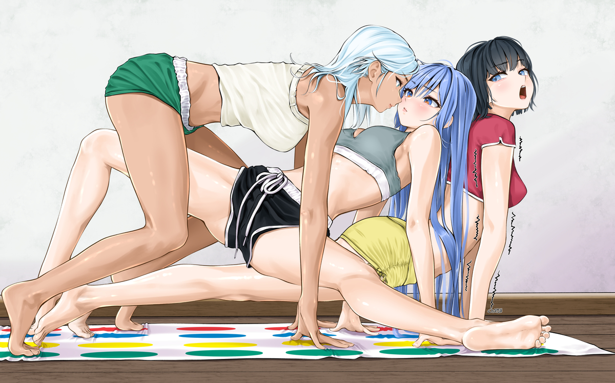 This is a pixiv picture whose title is girls’ game night: twister.