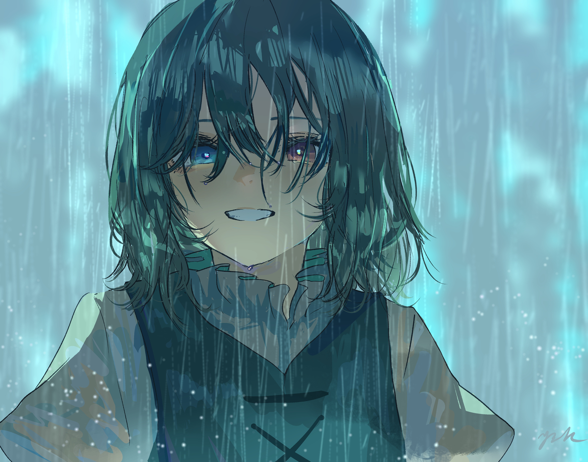 This is a pixiv picture whose title is ☔.