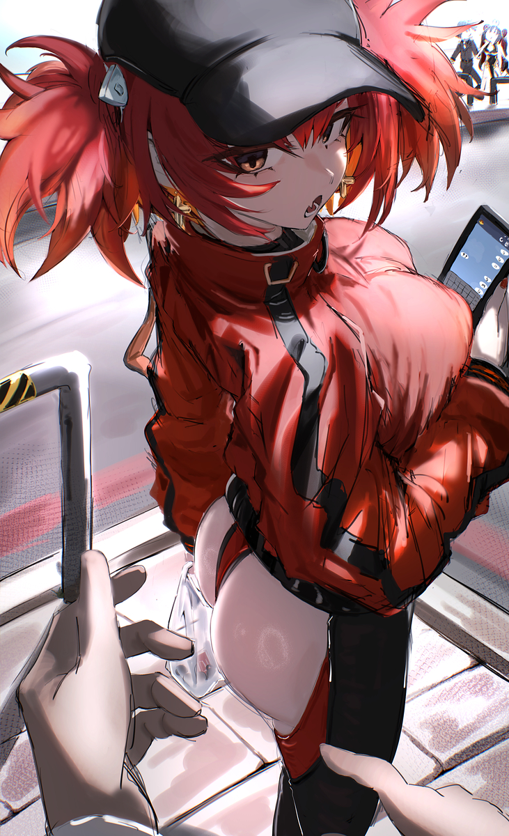 This is a pixiv picture whose title is "Your underwear is showing."☝️.