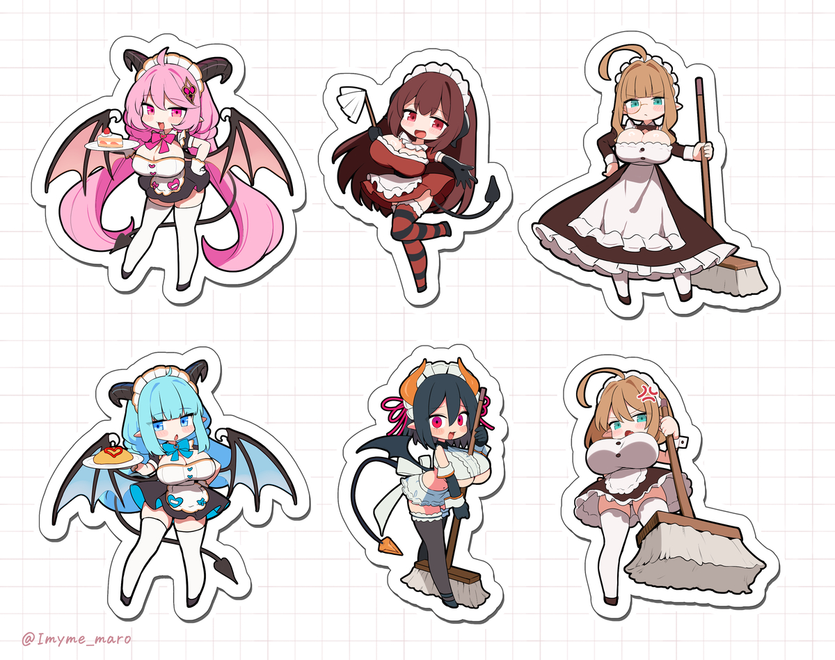 This is a pixiv picture whose title is メイドがいっぱいステッカー.