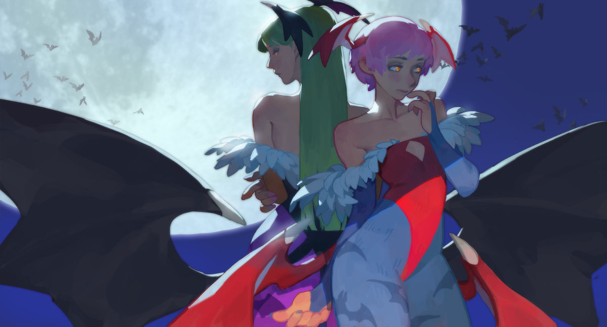This is a pixiv picture whose title is モリガン & リリス.