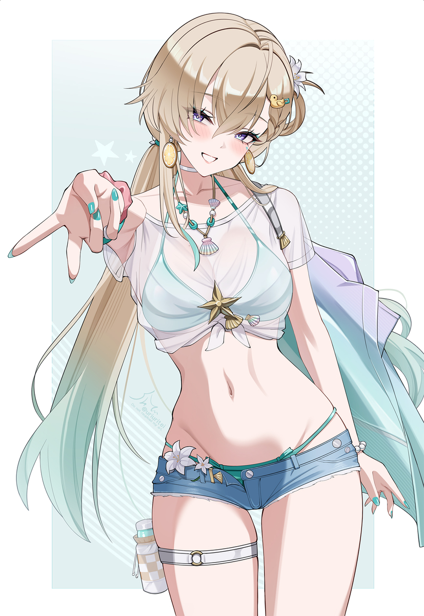 This is a pixiv picture whose title is 水着リンネーちゃん.