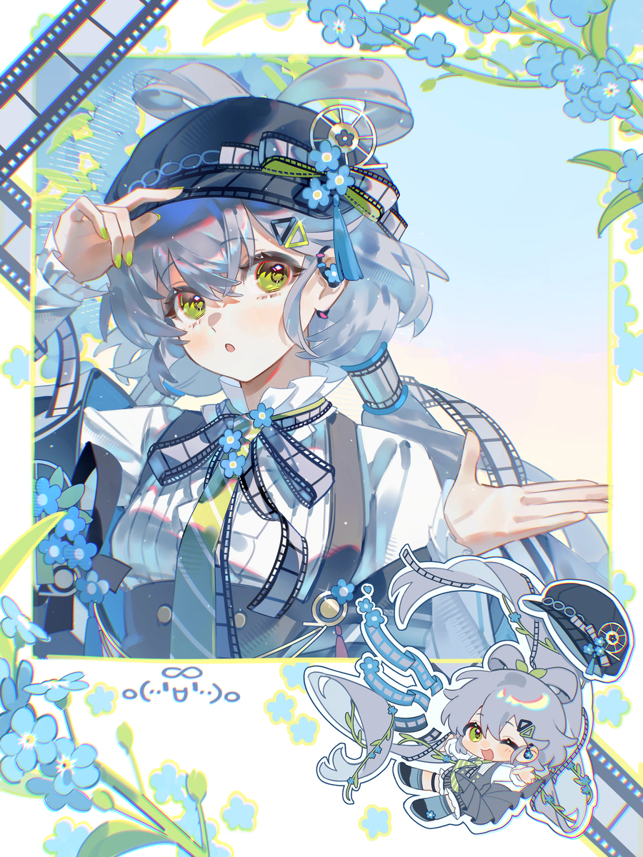 This is a pixiv picture whose title is 自分のためにデザインしたカメラマン姿の洛天依の応援イラストを描き.