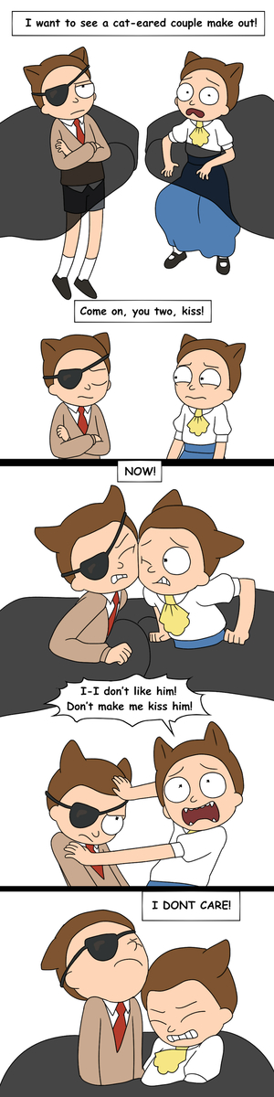 This is a pixiv picture whose title is cat eared mortycest.