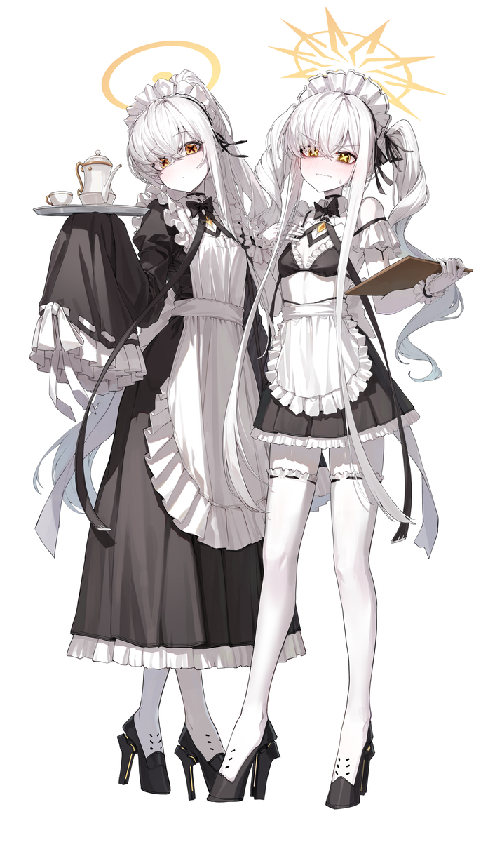 This is a pixiv picture whose title is デカ＆マルクト (メイド).
