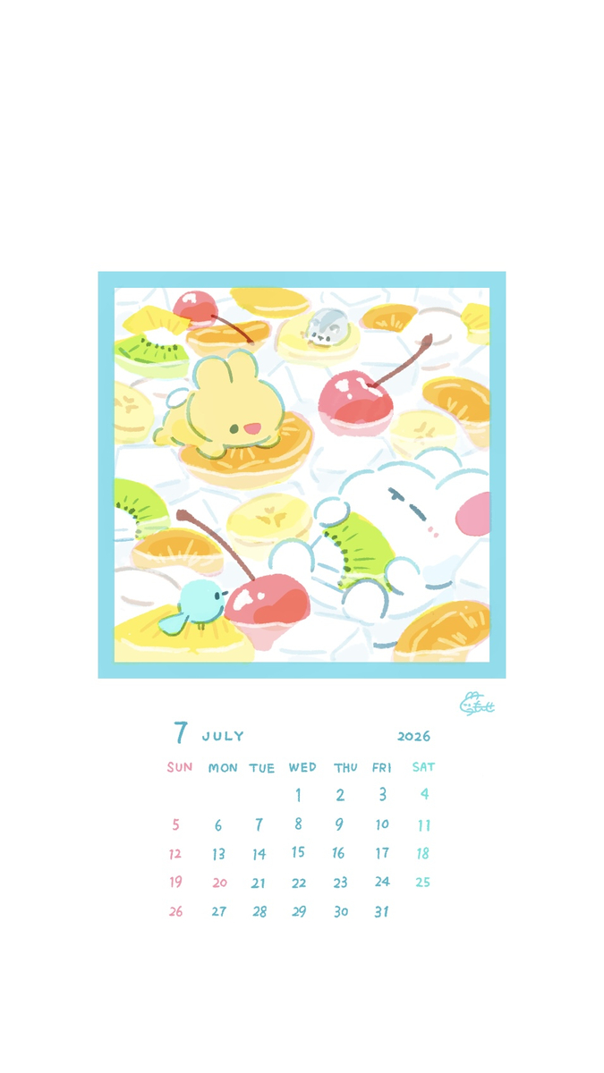 This is a pixiv picture whose title is 7月の壁紙カレンダー.