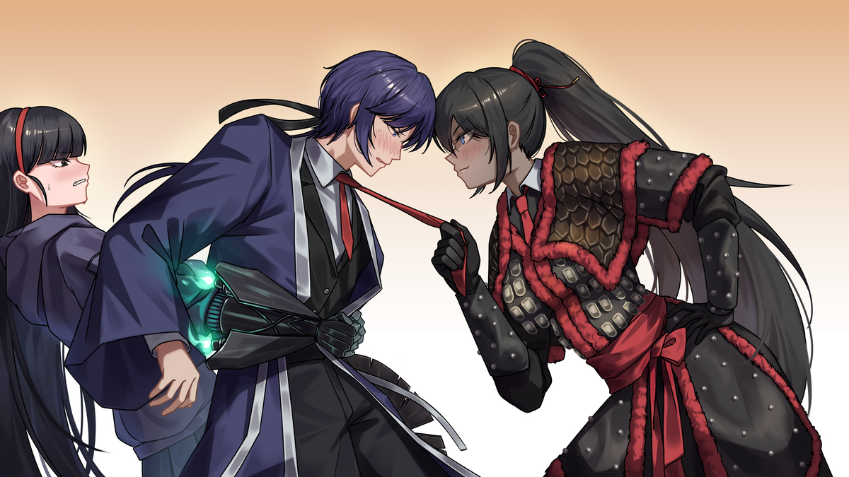 This is a pixiv picture whose title is 삼각관계.
