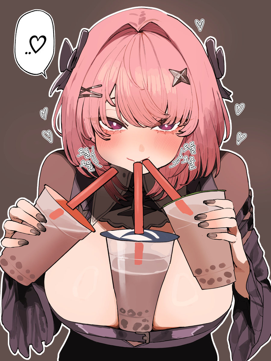 This is a pixiv picture whose title is 레미엘은 맛있는 음료수를 좋아한대.