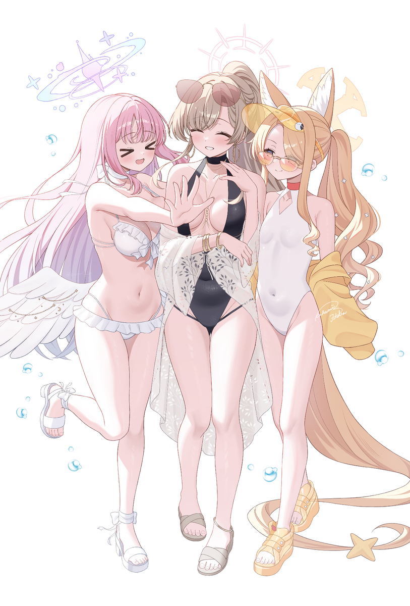 This is a pixiv picture whose title is 水着ティーパーティー.
