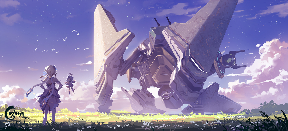 This is a pixiv picture whose title is 派蒙：老大老大我们要开这个去月球嘛？.
