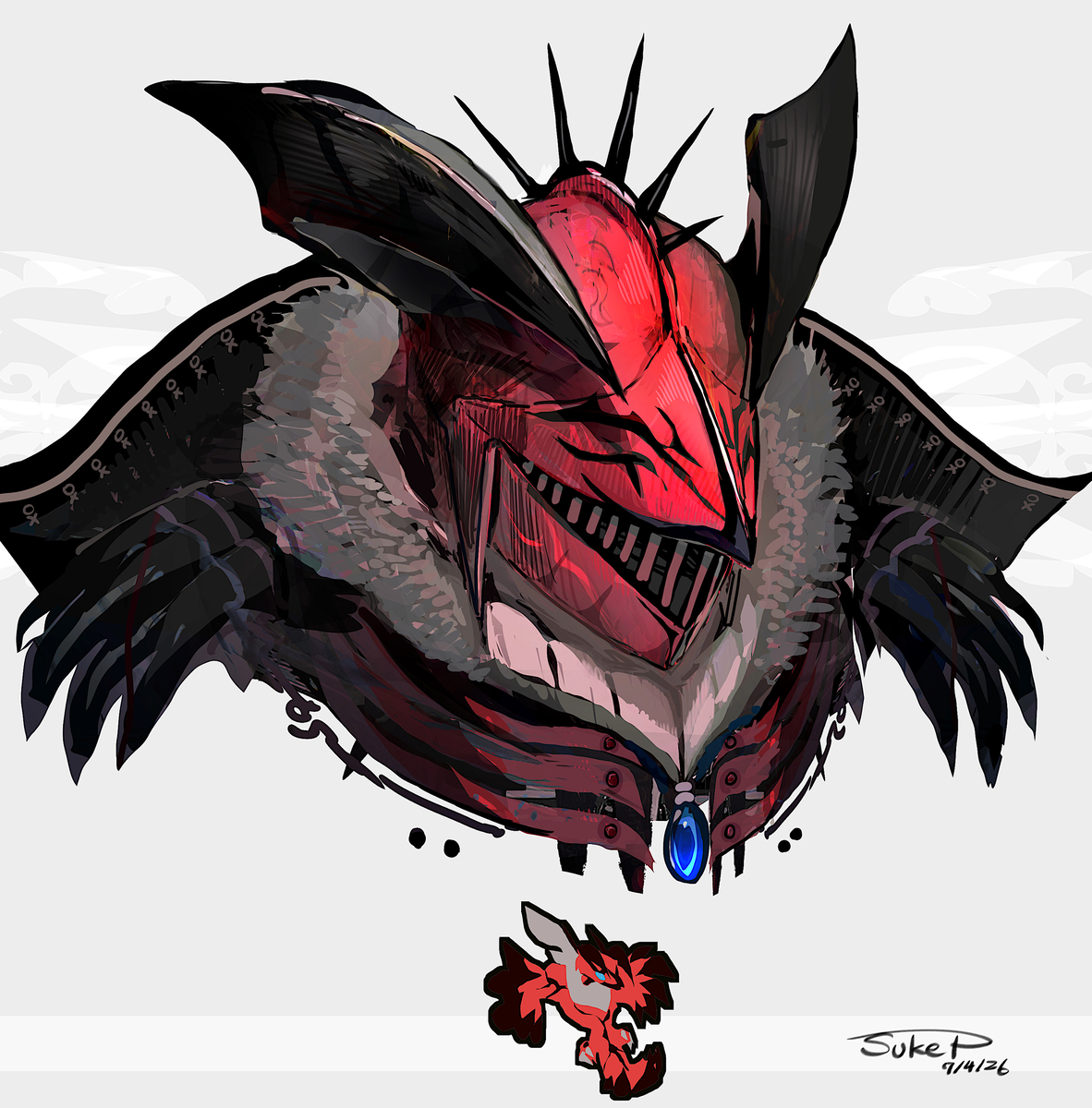 This is a pixiv picture whose title is イベルタルモチーフのヘッドギア.