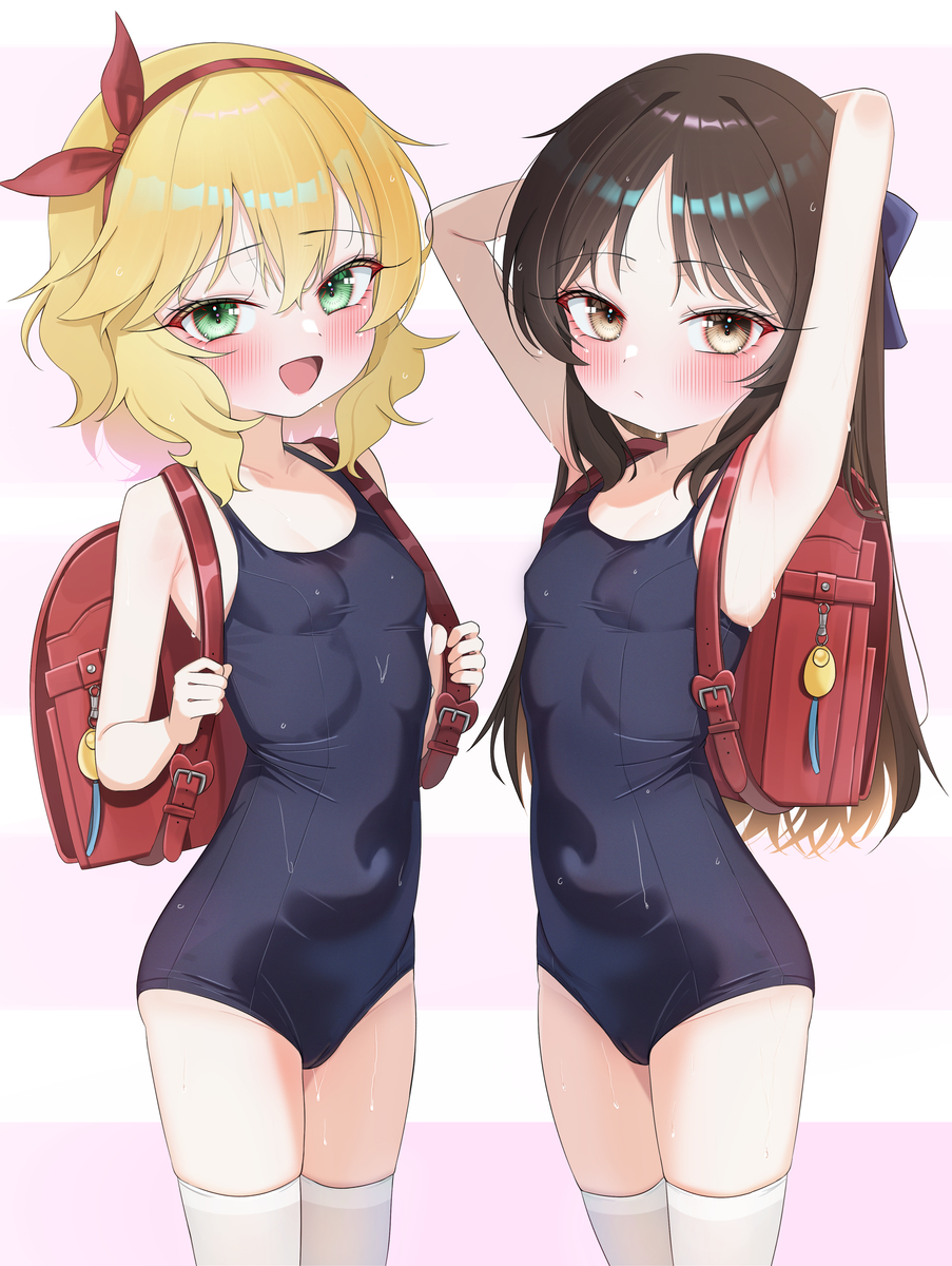 This is a pixiv picture whose title is ❤️💙.
