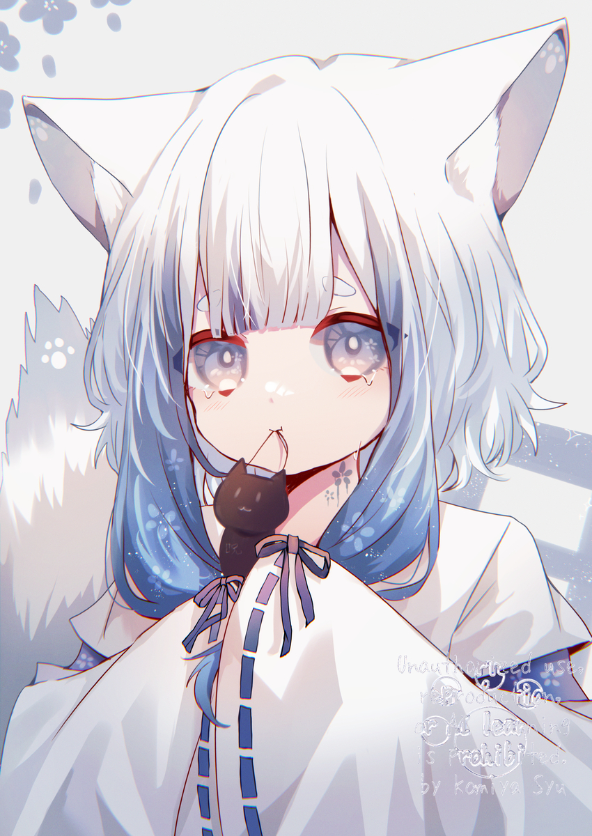 This is a pixiv picture whose title is 寂しんぼの猫耳巫女.