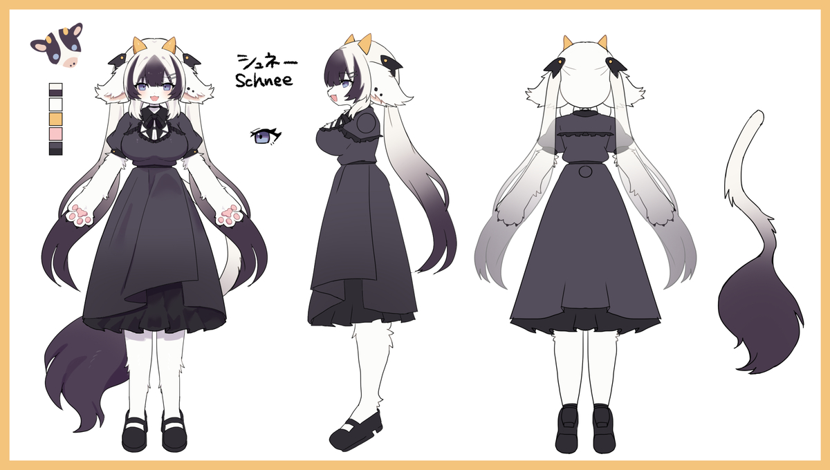 This is a pixiv picture whose title is シュネー三面図.
