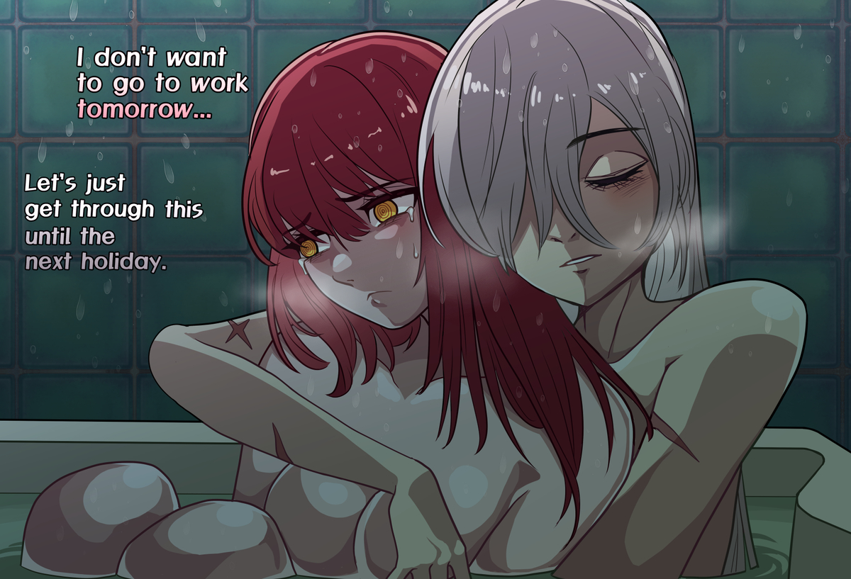 This is a pixiv picture whose title is 월요병 Monday blues.