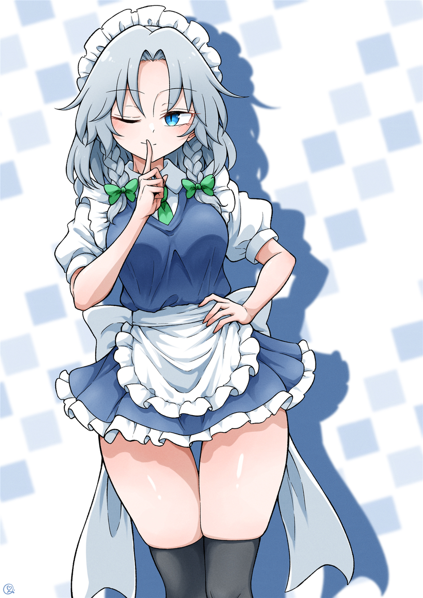 This is a pixiv picture whose title is ミニスカ咲夜.
