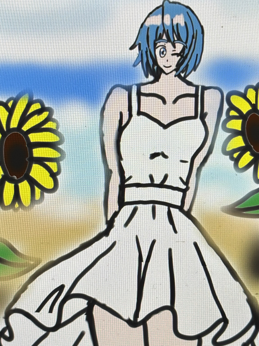 This is a pixiv picture whose title is 真夏のひまわり娘・美樹さやか💙🌻🌅🌻💙.