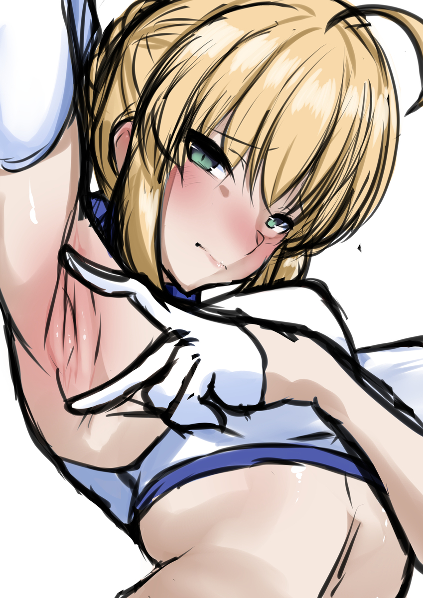 This is a pixiv picture whose title is Saber (˶•𐃷•˶) (WIP).