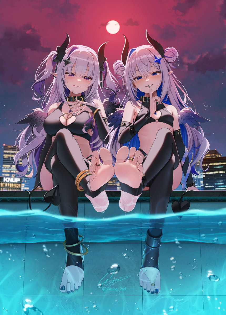 This is a pixiv picture whose title is サキュバス水着かなこな.