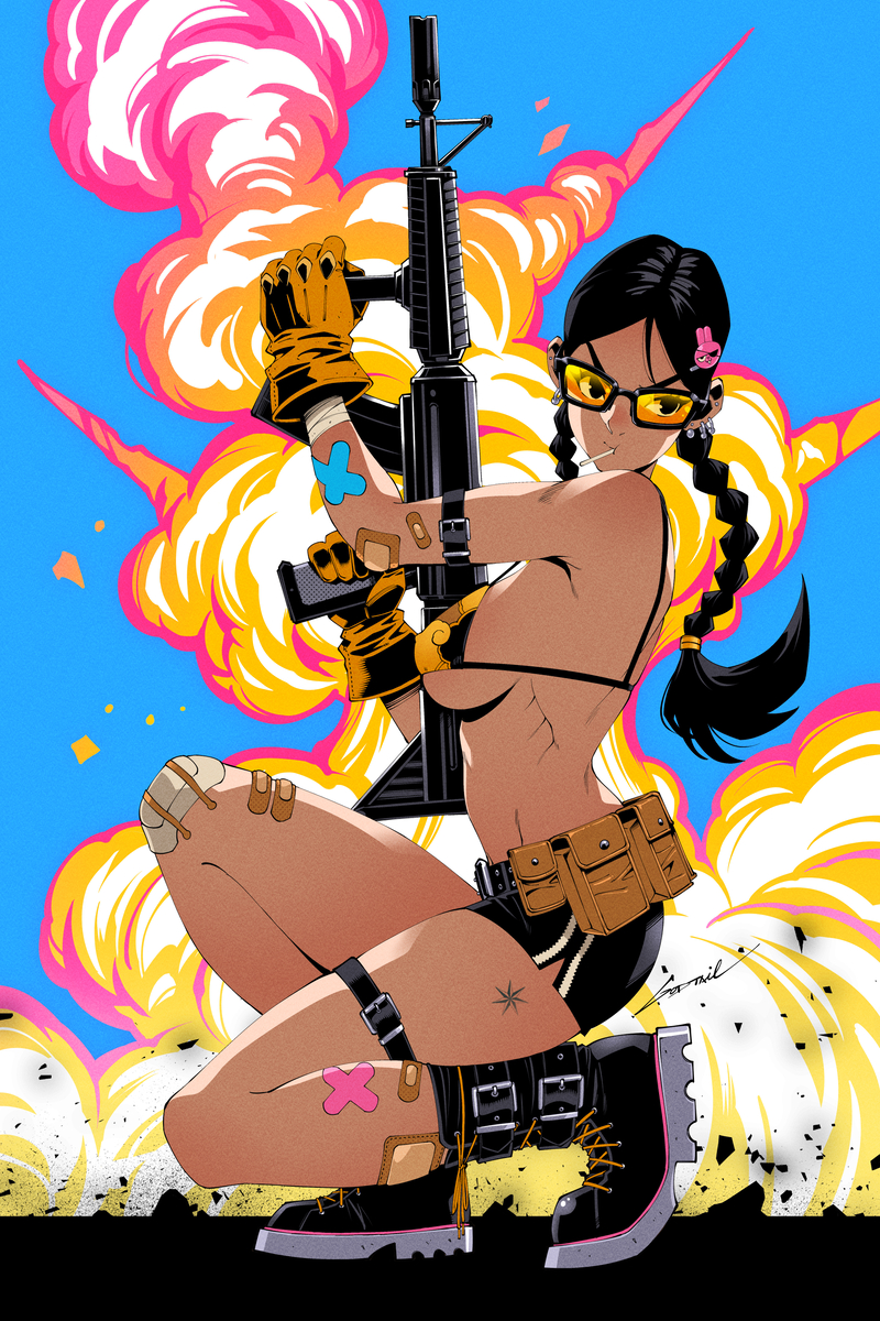 This is a pixiv picture whose title is gun honey.