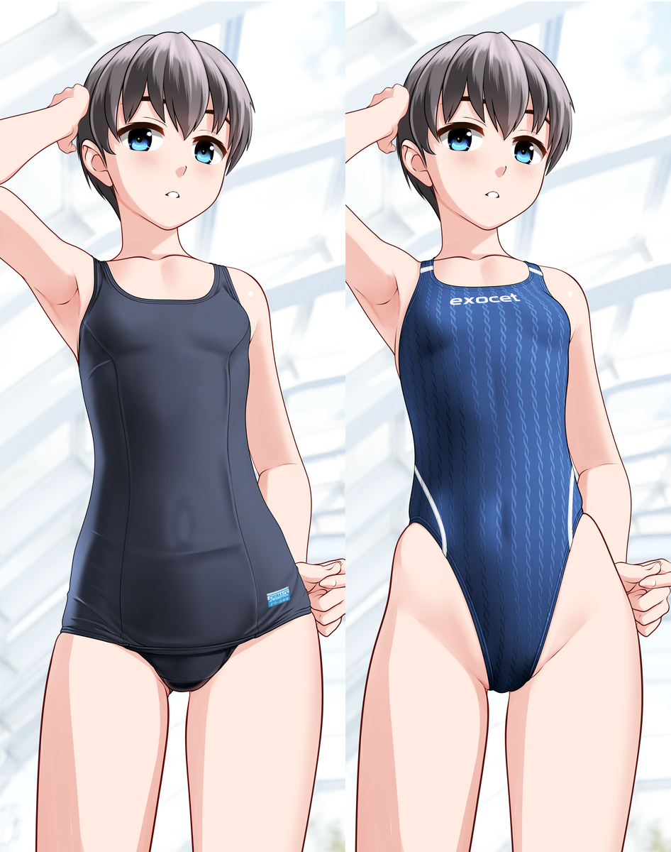This is a pixiv picture whose title is 旧スク×競泳.