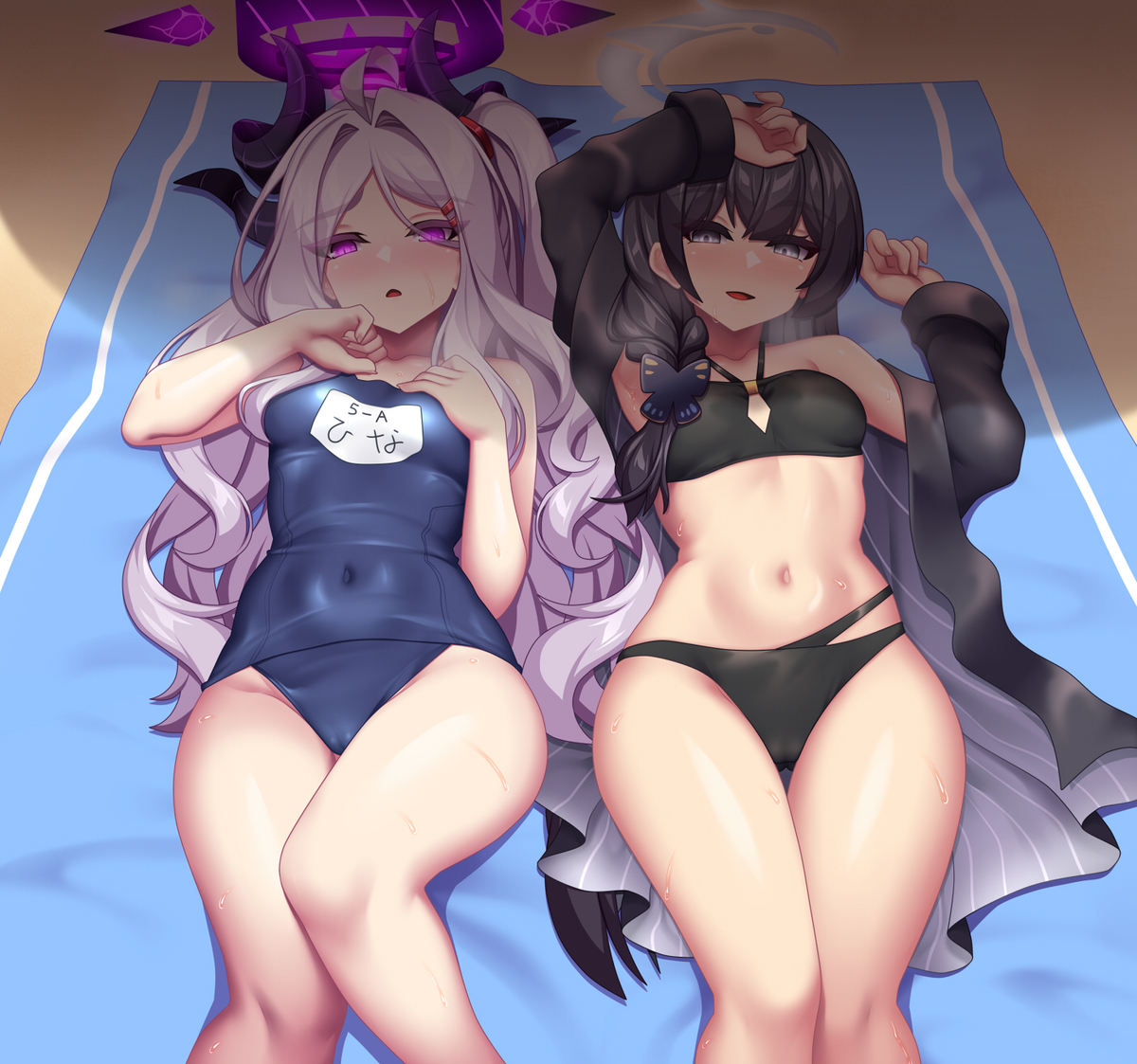 This is a pixiv picture whose title is Summer Hina & Summer Kisaki.