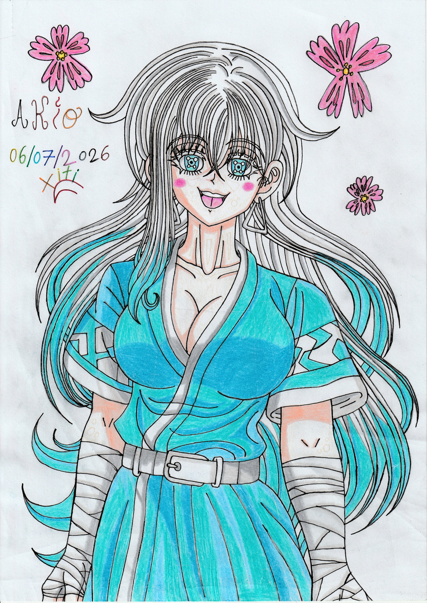 This is a pixiv picture whose title is Akio🎨✏️🩵🌸👁️😛✨🤍🎀🫱🏻‍🫲🏻.