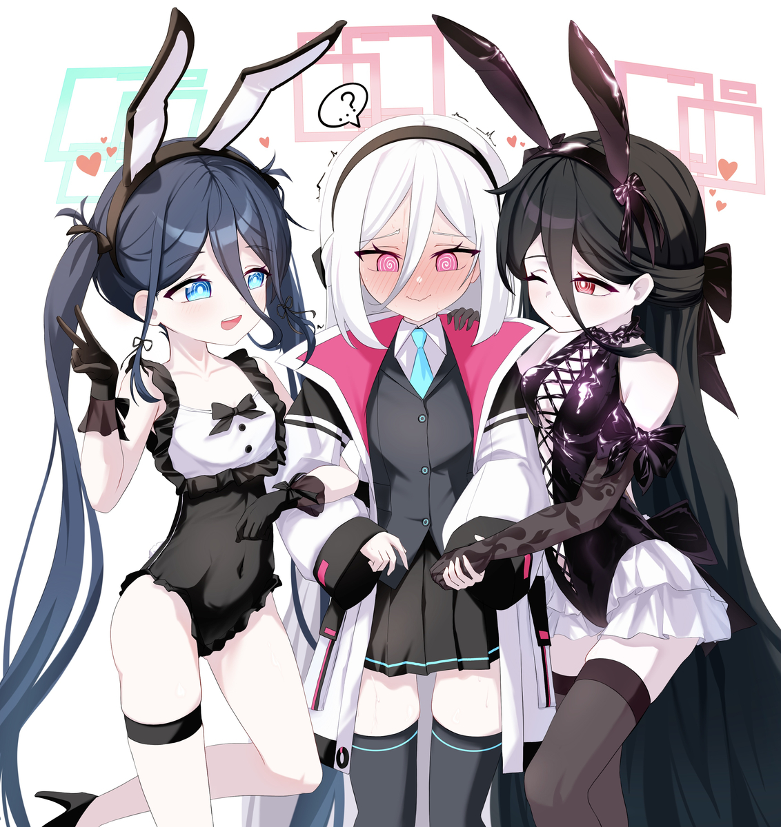This is a pixiv picture whose title is 바니 왕녀들과 시녀.