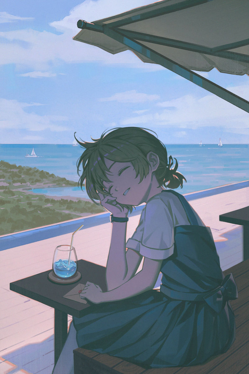 This is a pixiv picture whose title is 夏の湖畔.