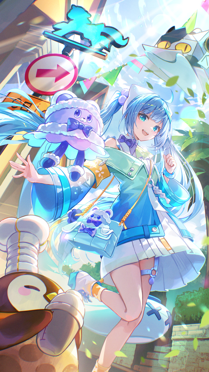 This is a pixiv picture whose title is ナナフィと学校へ！.