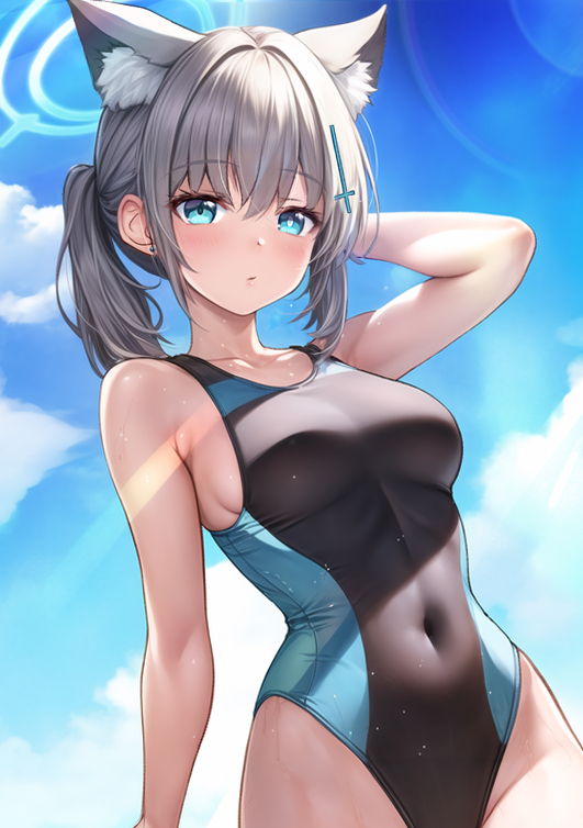This is a pixiv picture whose title is 水着シロコ.