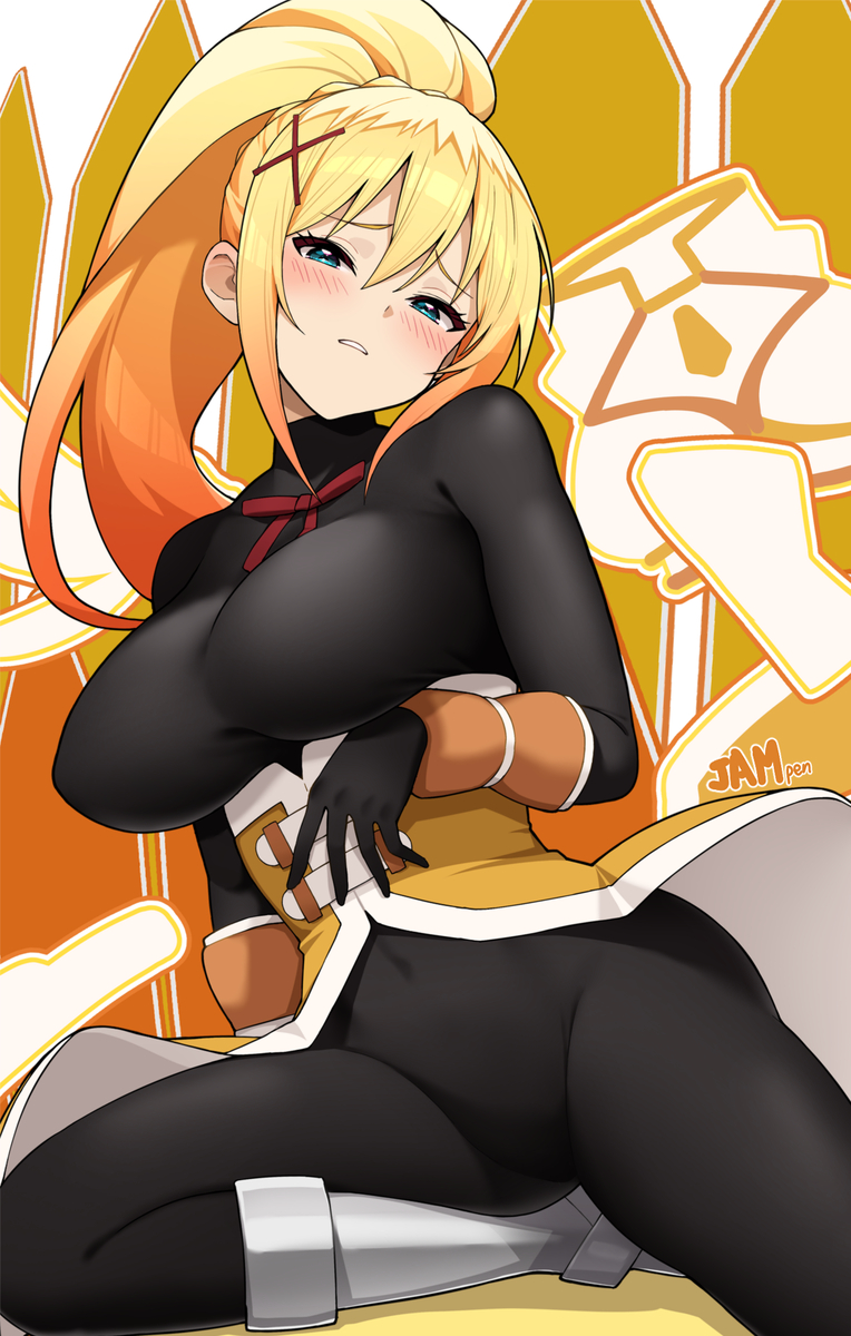 This is a pixiv picture whose title is くっ…なダクネス.